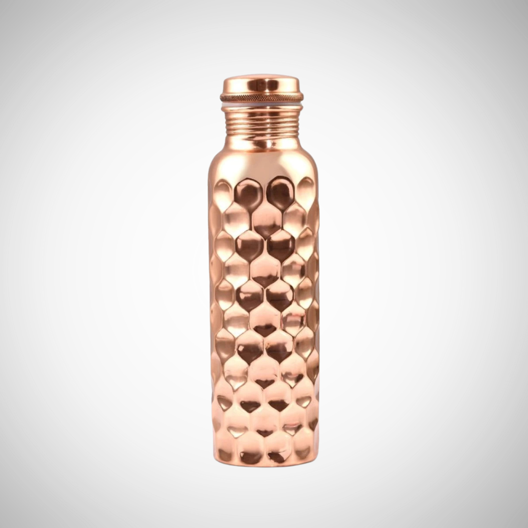 1000ml Diamond-Cut Copper Bottle – Premium Design for Healthy Hydration